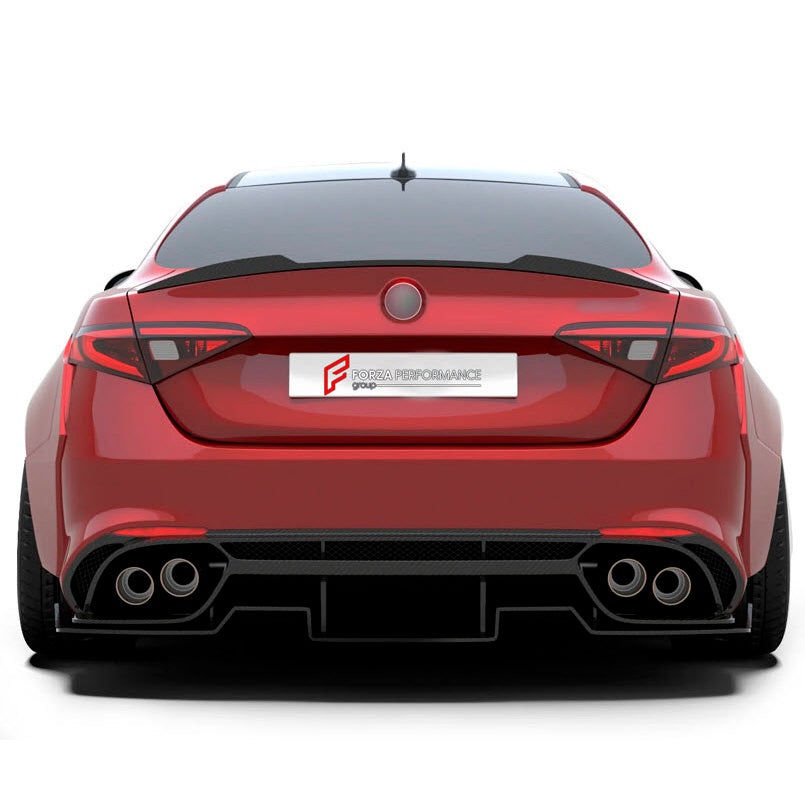 CARBON WIDE BODY KIT for ALFA ROMEO GIULIA 2016+

Set Include:

Front Lip
Front Bumper
Hood Bonnet
Fenders
Side Skirts
Rear Spoiler
Rear Diffuser
Material: Carbon

Note: Professional installation is required.