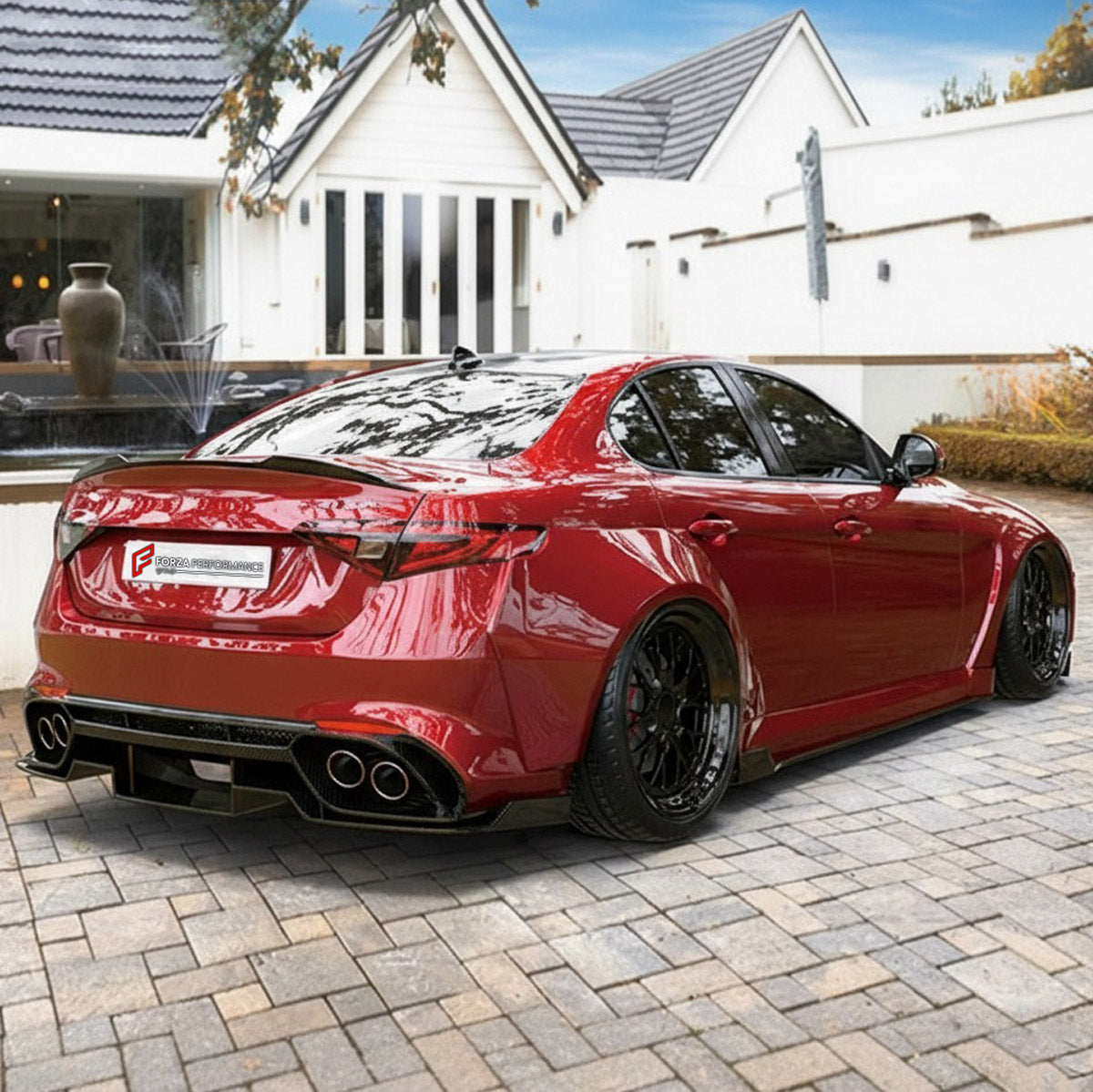 CARBON WIDE BODY KIT for ALFA ROMEO GIULIA 2016+

Set Include:

Front Lip
Front Bumper
Hood Bonnet
Fenders
Side Skirts
Rear Spoiler
Rear Diffuser
Material: Carbon

Note: Professional installation is required.