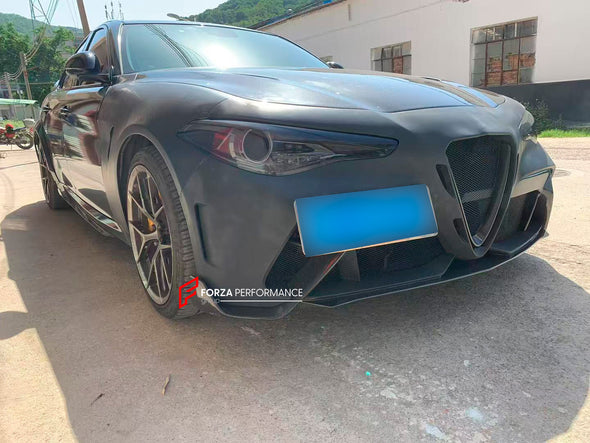 Gran Turismo Alleggerita Modificata GTAM style BODY KIT for ALFA ROMEO GIULIA 952 2015-2022

BODY KIT for ALFA ROMEO GIULIA 952 2015-2022

Set includes:

Front Bumper
Front Lip

Front Fenders
Hood
Side skirts

Rear fender flares

Rear bumper
Rear Spoiler
Rear deck lid spoiler
Exhaust system with tips

Material: FRP Fiberglass + Carbon fiber