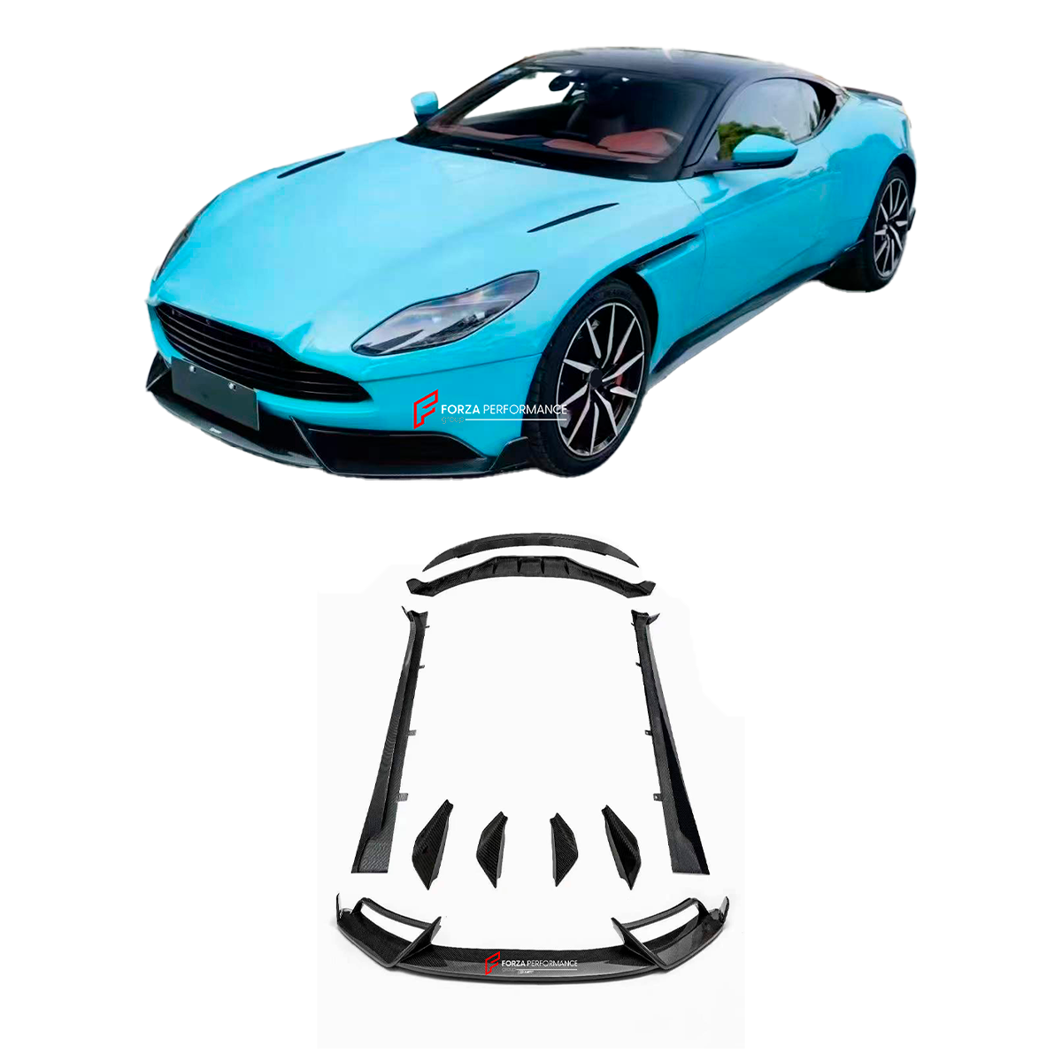 CARBON BODY KIT for ASTON MARTIN DB11 2017+  Set includes: Front Lip Side Skirts Rear Spoiler Rear Diffuser