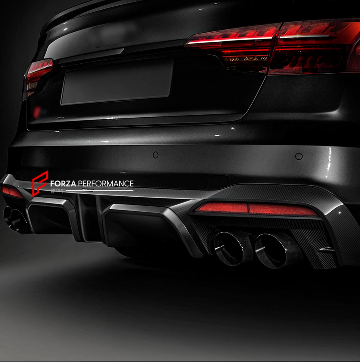 CARBON BODY KIT for AUDI A4 S4 B9 2019 - 2025 FORZA PERFORMANCE Custom fit Dry Carbon Achen Cybe Achencybe Design Style
Set includes:

Front Lip
Rear Diffuser (A4 version or S4 four-outlet exhaust version — specify your model)
Rear Spoiler
Material: Carbon

NOTE: Professional installation is required.