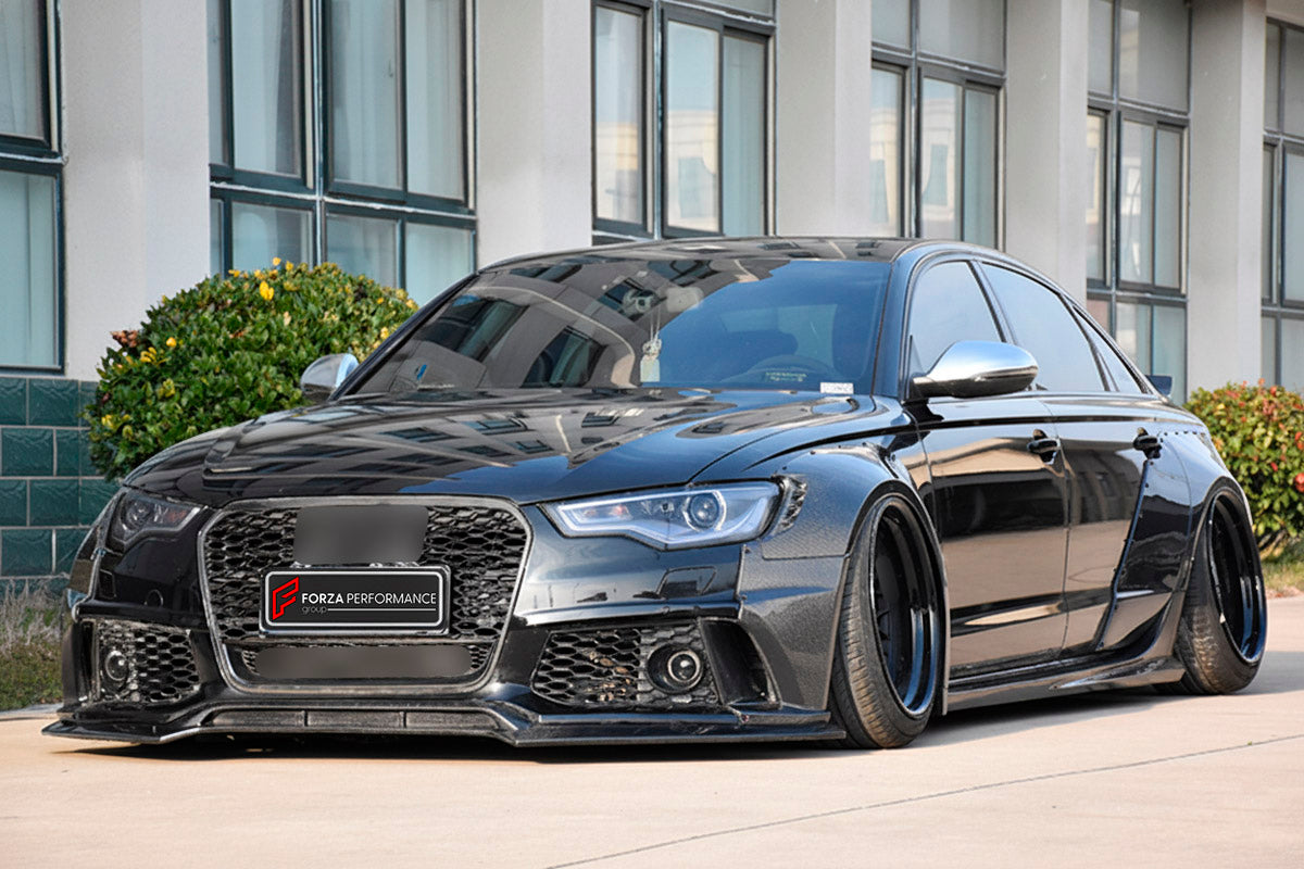 CARBON BODY KIT for Audi A6 C7 2011 - 2018
Set includes:

Front Lip
Front Fenders
Side Skirts
Rear Fenders
Ducktail Spoiler
Rear Diffuser
Rear Bumper Splitters
Material: Carbon

NOTE: Professional installation is required.