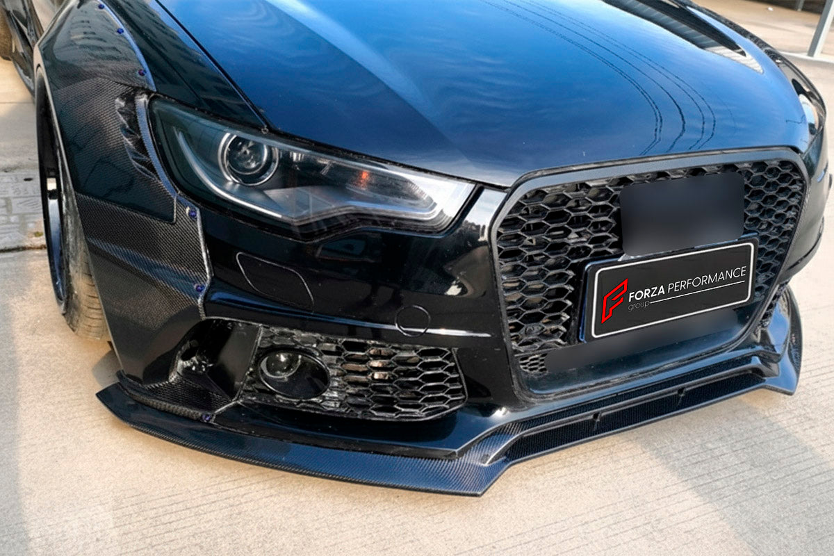 CARBON BODY KIT for Audi A6 C7 2011 - 2018
Set includes:

Front Lip
Front Fenders
Side Skirts
Rear Fenders
Ducktail Spoiler
Rear Diffuser
Rear Bumper Splitters
Material: Carbon

NOTE: Professional installation is required.