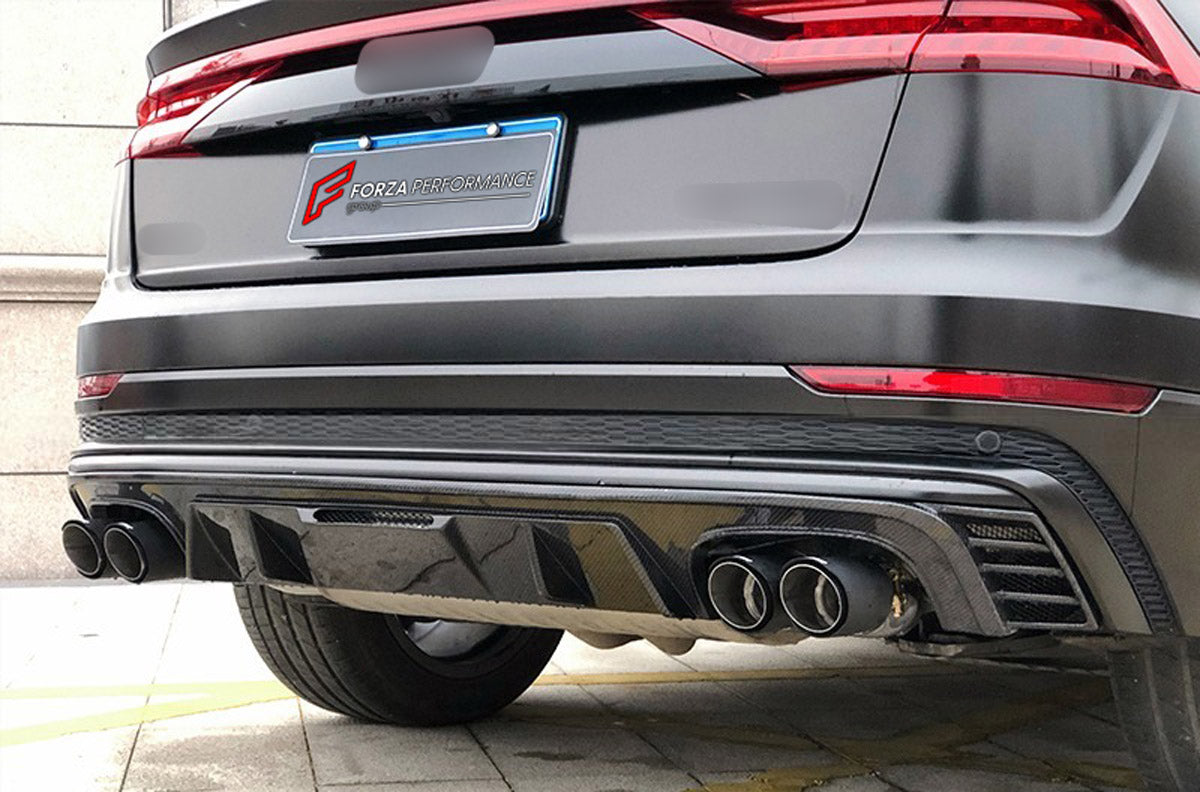 CARBON BODY KIT for Audi Q8 4M 2019 - 2023
Set includes:

Front Lip
Side Skirts
Roof Spoiler
Rear Diffuser
Material: Carbon

NOTE: Professional installation is required.