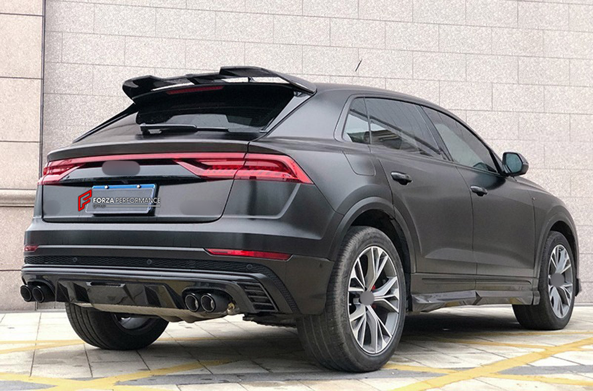 CARBON BODY KIT for Audi Q8 4M 2019 - 2023
Set includes:

Front Lip
Side Skirts
Roof Spoiler
Rear Diffuser
Material: Carbon

NOTE: Professional installation is required.