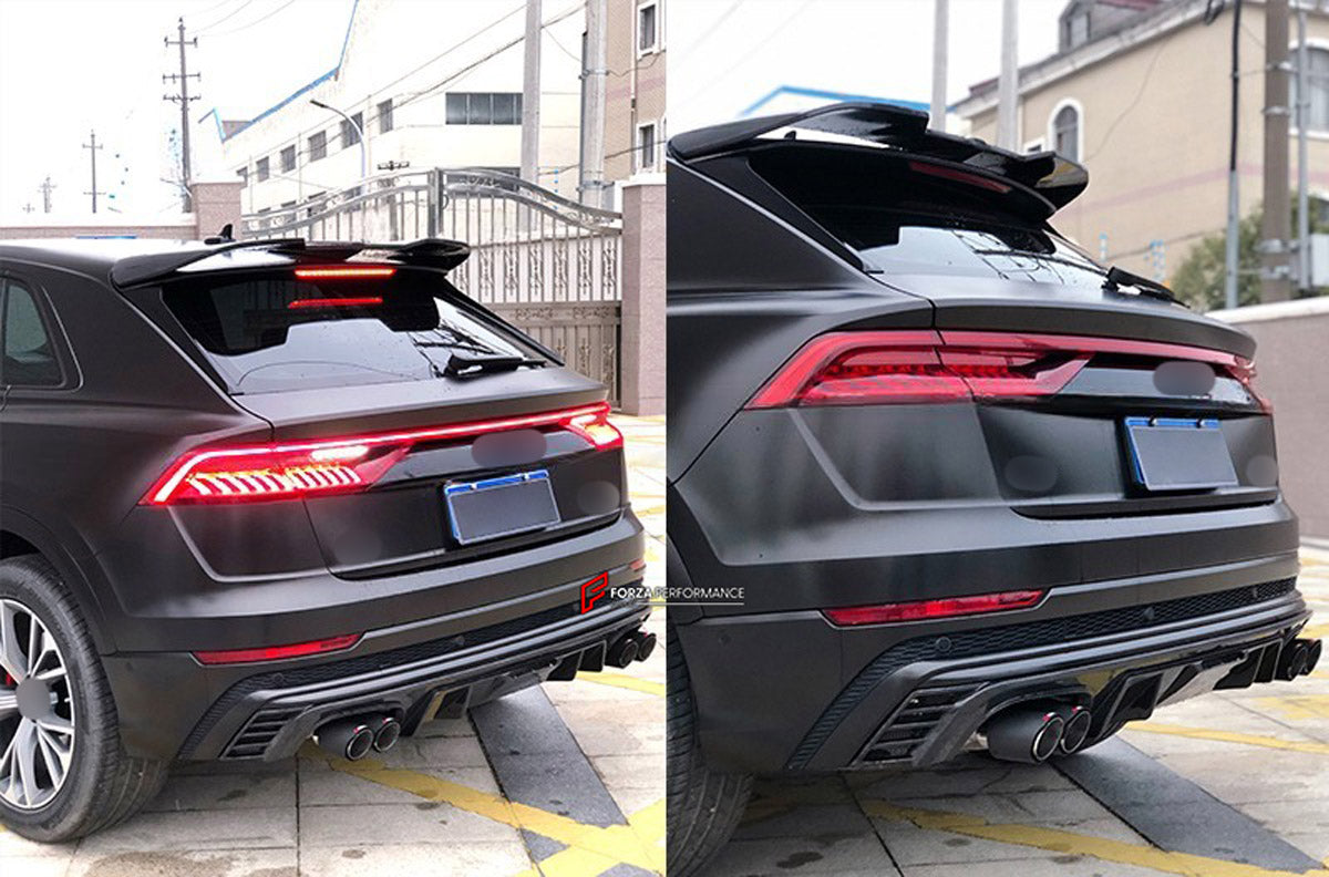 CARBON BODY KIT for Audi Q8 4M 2019 - 2023
Set includes:

Front Lip
Side Skirts
Roof Spoiler
Rear Diffuser
Material: Carbon

NOTE: Professional installation is required.