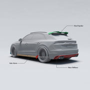 CARBON BODY KIT for Audi Q8 4M 2019 - 2023
Set includes:

Front Lip
Side Skirts
Roof Spoiler
Rear Diffuser
Material: Carbon

NOTE: Professional installation is required.