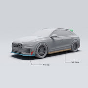 CARBON BODY KIT for Audi Q8 4M 2019 - 2023
Set includes:

Front Lip
Side Skirts
Roof Spoiler
Rear Diffuser
Material: Carbon

NOTE: Professional installation is required.