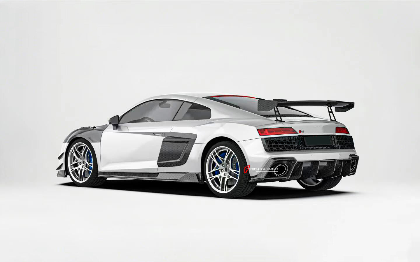 CARBON BODY KIT for AUDI R8 4S FACELIFT 2019 - 2023

Set includes:

Front Lip
Front Canards
Hood / Bonnet
Side Air Vents Cover
Side Skirts
Rear Spoiler
Rear Diffuser

Material: Carbon Fiber

Note: Professional installation is required.