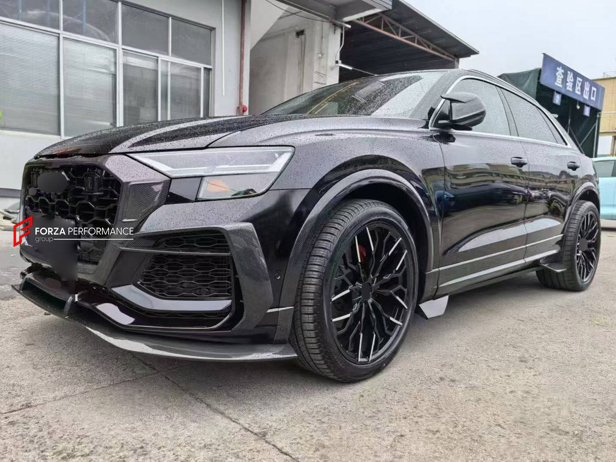 CARBON BODY KIT for AUDI RS Q8 4M 2019 - 2024 FORZA PERFORMANCE custom fit ABT Style

Set includes:
Front Lip
Front Bumper Canards
Front Bumper Air Vent Covers
Front Grille Mesh Cover Trims
Fender Flares
Rear Bumper Fins
Rear Diffuser

Material: Carbon

NOTE: Professional installation is required.