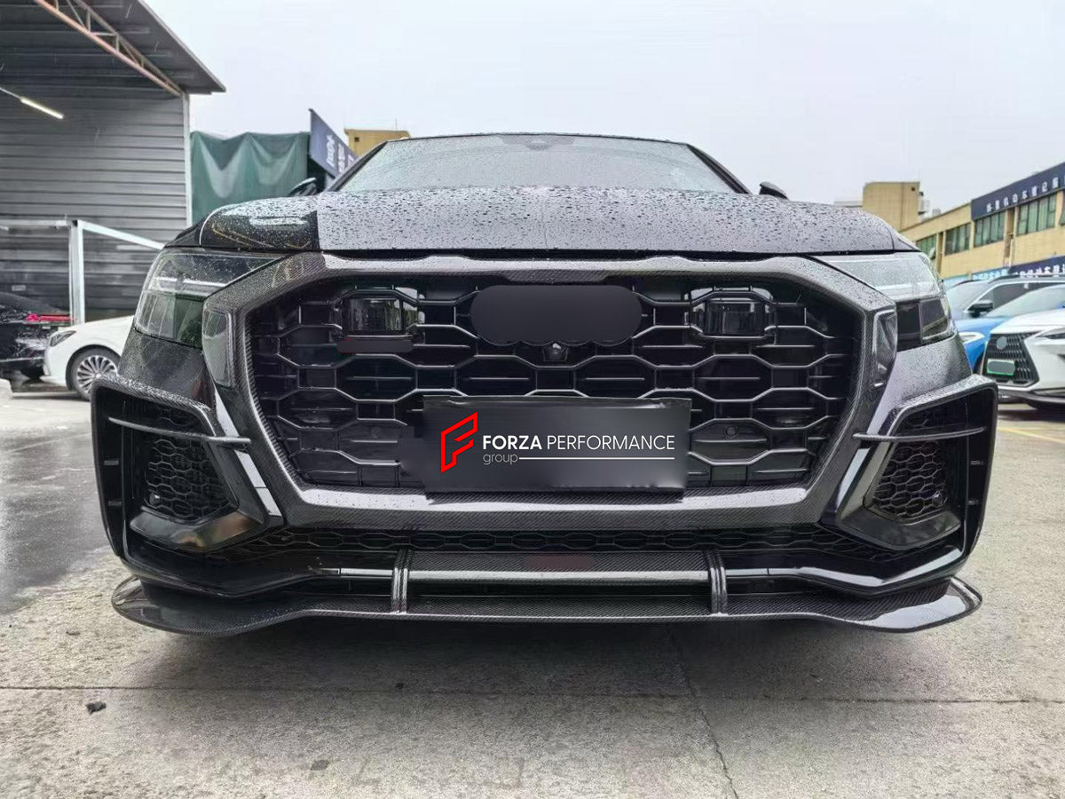 CARBON BODY KIT for AUDI RS Q8 4M 2019 - 2024 FORZA PERFORMANCE custom fit ABT Style

Set includes:
Front Lip
Front Bumper Canards
Front Bumper Air Vent Covers
Front Grille Mesh Cover Trims
Fender Flares
Rear Bumper Fins
Rear Diffuser

Material: Carbon

NOTE: Professional installation is required.