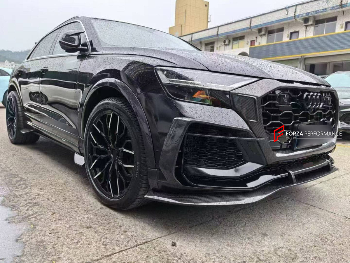 CARBON BODY KIT for AUDI RS Q8 4M 2019 - 2024 FORZA PERFORMANCE custom fit ABT Style

Set includes:
Front Lip
Front Bumper Canards
Front Bumper Air Vent Covers
Front Grille Mesh Cover Trims
Fender Flares
Rear Bumper Fins
Rear Diffuser

Material: Carbon

NOTE: Professional installation is required.