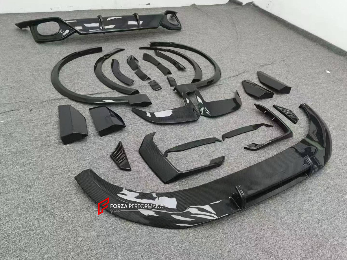 CARBON BODY KIT for AUDI RS Q8 4M 2019 - 2024 FORZA PERFORMANCE custom fit ABT Style

Set includes:
Front Lip
Front Bumper Canards
Front Bumper Air Vent Covers
Front Grille Mesh Cover Trims
Fender Flares
Rear Bumper Fins
Rear Diffuser

Material: Carbon

NOTE: Professional installation is required.