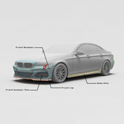 CARBON BODY KIT for BMW 5 SERIES VI F10 F18 2009 - 2017
Set includes:

Front Bumper
Front Bumper Fins
Front Lip
Side Skirts
Ducktail Spoiler
Rear Diffuser
Rear Bumper
Material: Carbon

NOTE: Professional installation is required.
