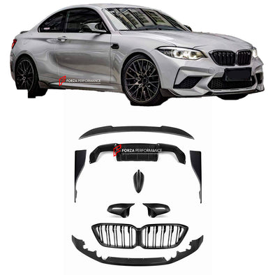 CARBON BODY KIT for BMW M2 F87 2017 - 2021  Set includes:  Front Lip Front Grille Side Mirrors Side Skirts Top Aerial Rear Diffuser Rear Spoiler