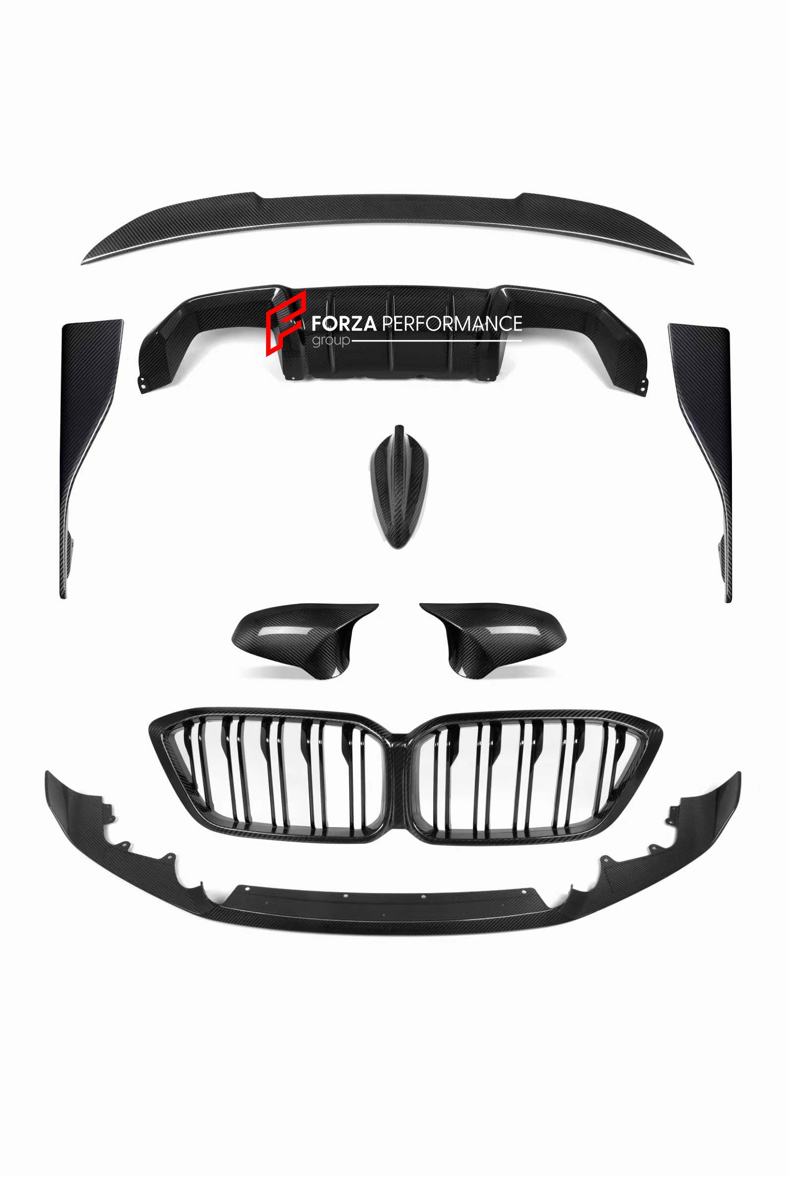 CARBON BODY KIT for BMW M2 F87 2017 - 2021  Set includes:  Front Lip Front Grille Side Mirrors Side Skirts Top Aerial Rear Diffuser Rear Spoiler