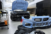 CARBON BODY KIT FOR BMW M2/M2C G87  Set includes:  Front Lip Front Vent Covers Front Canards Rear Diffuser Rear Spoiler Rear Canards Skit plate Side Skirts  Side Canards Mirror Covers