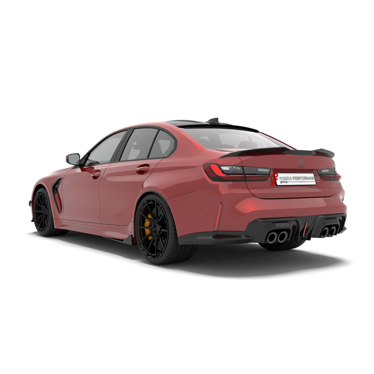 CARBON BODY KIT for BMW M3 G80 G81 2020+
Set includes:

Front Lip
Front Bumper Fins
Front Fender Vents
Side Skirts
Roof Spoiler
Ducktail Spoiler
Rear Diffuser
Material: Carbon

NOTE: Professional installation is required.