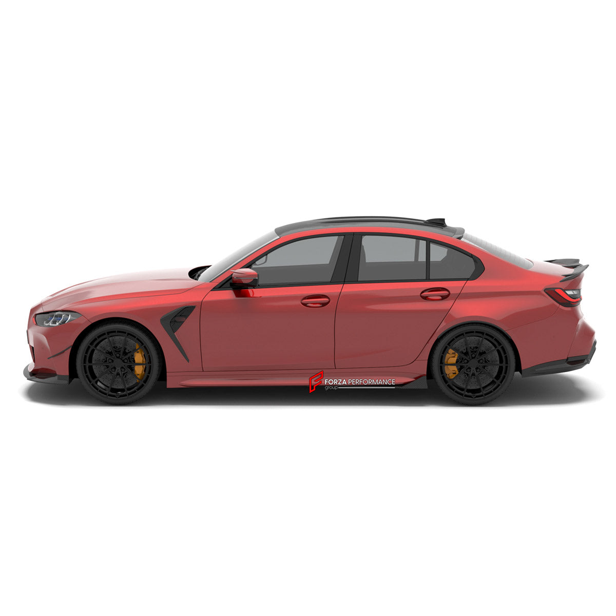 CARBON BODY KIT for BMW M3 G80 G81 2020+
Set includes:

Front Lip
Front Bumper Fins
Front Fender Vents
Side Skirts
Roof Spoiler
Ducktail Spoiler
Rear Diffuser
Material: Carbon

NOTE: Professional installation is required.