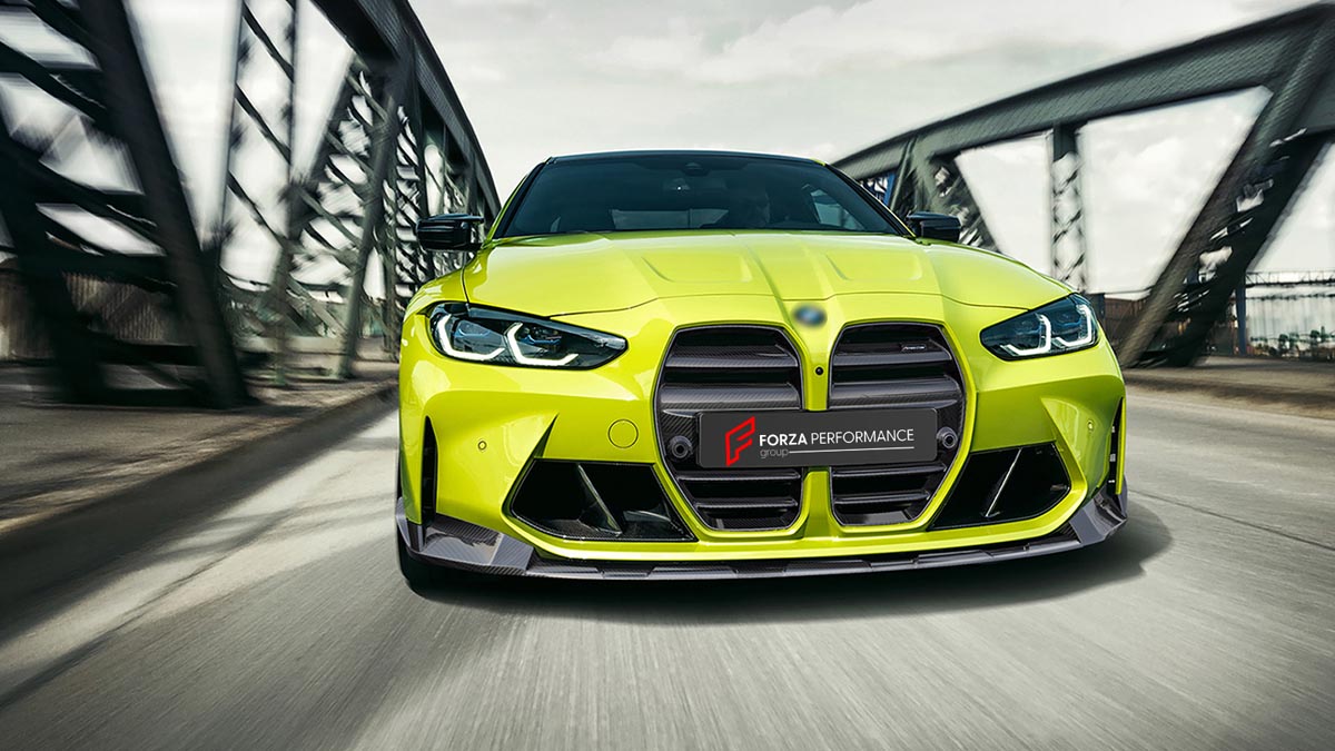 CARBON BODY KIT for BMW M3 G82 M4 G80 2021 - 2024 FORZA PERFORMANCE Custom fit Dry Carbon Achen Cybe Achencybe Design Style
Set includes:

Front Lip
Front Grille
Hood Bonnet Trim
Rear Diffuser
Rear Spoiler
Material: Carbon

NOTE: Professional installation is required.