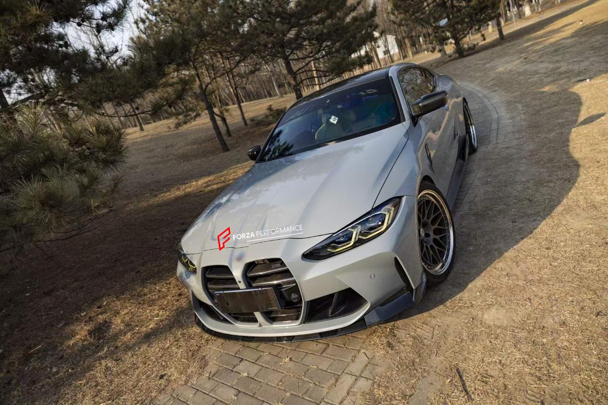 CARBON BODY KIT for BMW M3 G82 M4 G80 2021 - 2024 FORZA PERFORMANCE Custom fit Dry Carbon Achen Cybe Achencybe Design Style
Set includes:

Front Lip
Front Grille
Hood Bonnet Trim
Rear Diffuser
Rear Spoiler
Material: Carbon

NOTE: Professional installation is required.