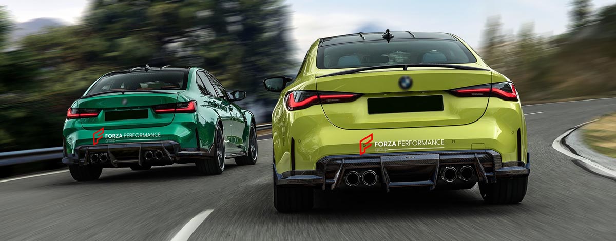 CARBON BODY KIT for BMW M3 G82 M4 G80 2021 - 2024 FORZA PERFORMANCE Custom fit Dry Carbon Achen Cybe Achencybe Design Style
Set includes:

Front Lip
Front Grille
Hood Bonnet Trim
Rear Diffuser
Rear Spoiler
Material: Carbon

NOTE: Professional installation is required.