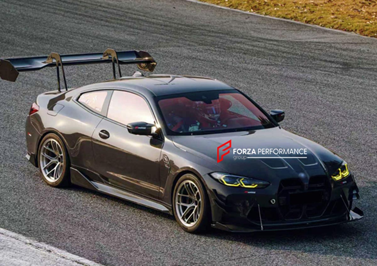 Carbon Body Kit for BMW M4 G82 2021+
Set includes:

Front Lip
Wing Spoiler
Front Canards
Material: Carbon (Can be made in Forged Carbon)

NOTE: Professional installation is required.