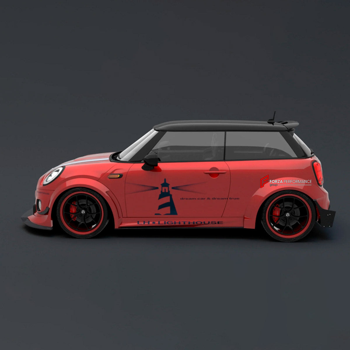 CARBON BODY KIT for BMW Mini Cooper III 2014 - 2021
Set includes:

Front Lip
Front Bumper Fins
Front Fenders
Side Skirts
Rear Fenders
Rear Diffuser
Rear Bumper
Material: Carbon

NOTE: Professional installation is required.