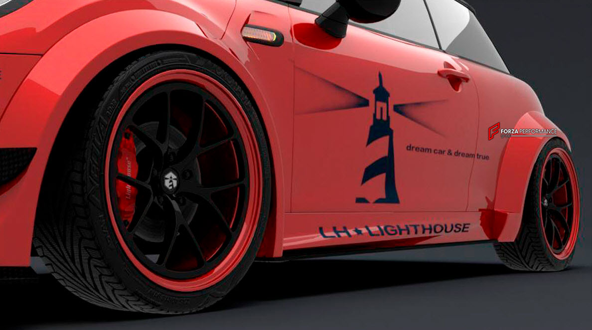 CARBON BODY KIT for BMW Mini Cooper III 2014 - 2021
Set includes:

Front Lip
Front Bumper Fins
Front Fenders
Side Skirts
Rear Fenders
Rear Diffuser
Rear Bumper
Material: Carbon

NOTE: Professional installation is required.