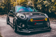 CARBON BODY KIT for BMW Mini Cooper III 2014 - 2021
Set includes:

Front Lip
Front Bumper Fins
Front Fenders
Side Skirts
Rear Fenders
Rear Diffuser
Rear Bumper
Material: Carbon

NOTE: Professional installation is required.