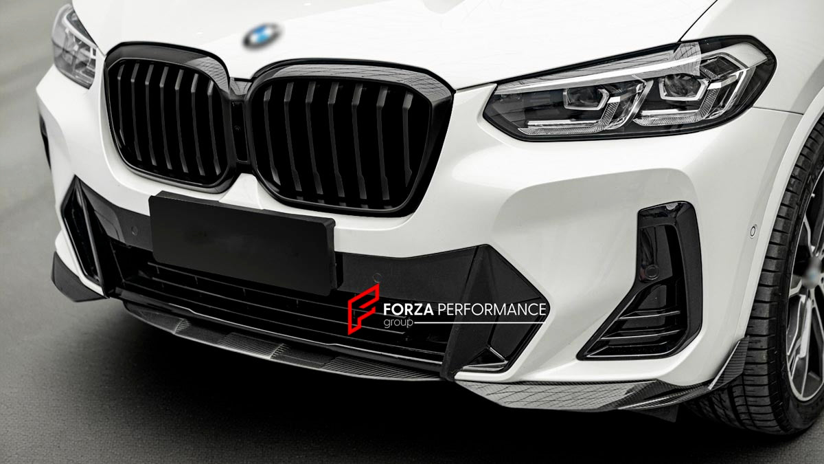 CARBON BODY KIT for BMW X3 G01 iX3 G08 M40i 30i XDRIVE 2021 - 2025 FORZA PERFORMANCE Custom fit Dry Carbon Achen Cybe Achencybe Design Style
Set includes:

Front Lip
Rear Diffuser (standard or extended design — your choice)
Roof Spoiler
Material: Carbon

NOTE: Professional installation is required.