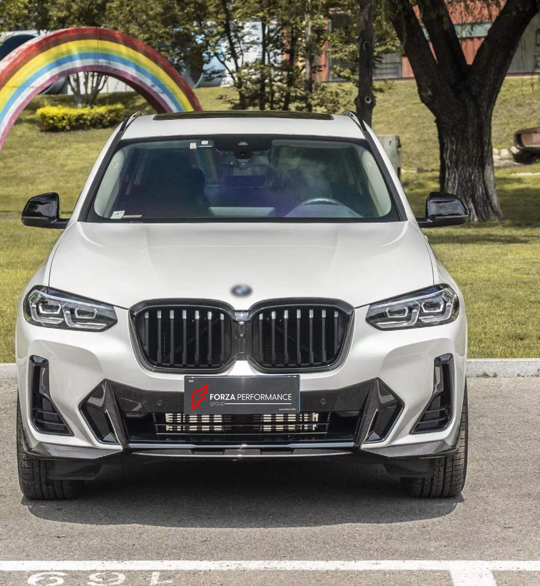 CARBON BODY KIT for BMW X3 G01 iX3 G08 M40i 30i XDRIVE 2021 - 2025 FORZA PERFORMANCE Custom fit Dry Carbon Achen Cybe Achencybe Design Style
Set includes:

Front Lip
Rear Diffuser (standard or extended design — your choice)
Roof Spoiler
Material: Carbon

NOTE: Professional installation is required.