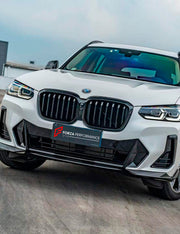 CARBON BODY KIT for BMW X3 G01 iX3 G08 M40i 30i XDRIVE 2021 - 2025 FORZA PERFORMANCE Custom fit Dry Carbon Achen Cybe Achencybe Design Style
Set includes:

Front Lip
Rear Diffuser (standard or extended design — your choice)
Roof Spoiler
Material: Carbon

NOTE: Professional installation is required.