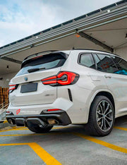 CARBON BODY KIT for BMW X3 G01 iX3 G08 M40i 30i XDRIVE 2021 - 2025 FORZA PERFORMANCE Custom fit Dry Carbon Achen Cybe Achencybe Design Style
Set includes:

Front Lip
Rear Diffuser (standard or extended design — your choice)
Roof Spoiler
Material: Carbon

NOTE: Professional installation is required.