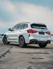 CARBON BODY KIT for BMW X3 G01 iX3 G08 M40i 30i XDRIVE 2021 - 2025 FORZA PERFORMANCE Custom fit Dry Carbon Achen Cybe Achencybe Design Style
Set includes:

Front Lip
Rear Diffuser (standard or extended design — your choice)
Roof Spoiler
Material: Carbon

NOTE: Professional installation is required.