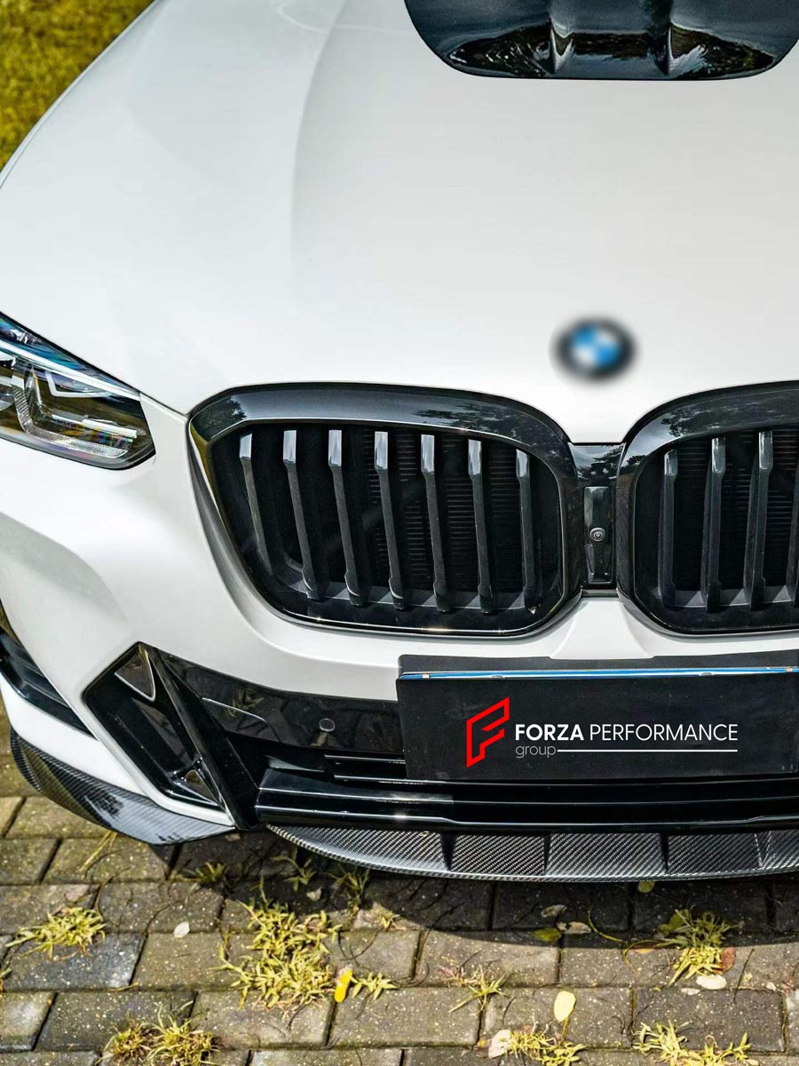 CARBON BODY KIT for BMW X3 G01 iX3 G08 M40i 30i XDRIVE 2021 - 2025 FORZA PERFORMANCE Custom fit Dry Carbon Achen Cybe Achencybe Design Style
Set includes:

Front Lip
Rear Diffuser (standard or extended design — your choice)
Roof Spoiler
Material: Carbon

NOTE: Professional installation is required.