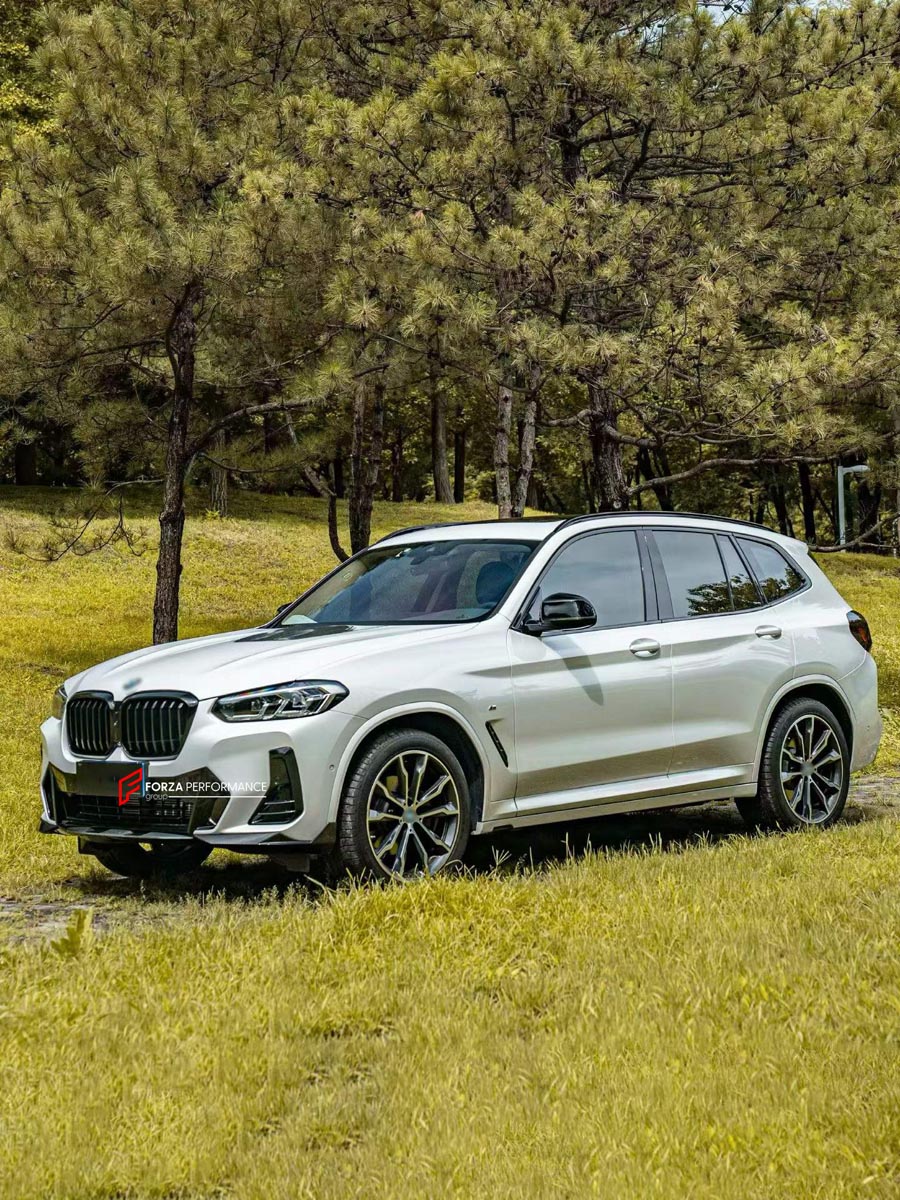 CARBON BODY KIT for BMW X3 G01 iX3 G08 M40i 30i XDRIVE 2021 - 2025 FORZA PERFORMANCE Custom fit Dry Carbon Achen Cybe Achencybe Design Style
Set includes:

Front Lip
Rear Diffuser (standard or extended design — your choice)
Roof Spoiler
Material: Carbon

NOTE: Professional installation is required.