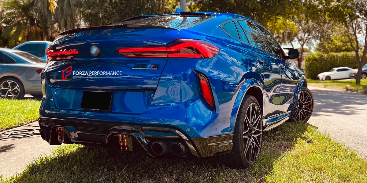 CARBON BODY KIT for BMW X6M F96 2020+

Set includes:

Front Lip

Side Skirts
Wing Spoiler
Rear Diffuser Assembly

Material: Carbon

NOTE: Professional installation is required