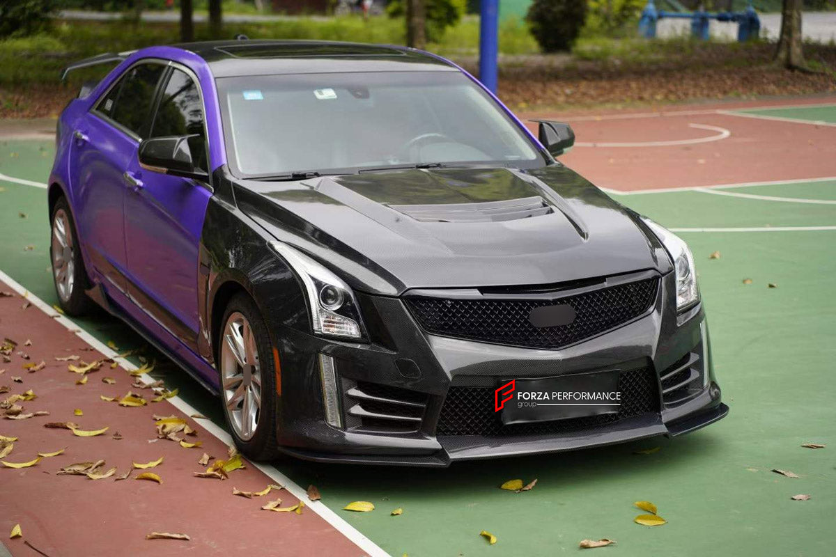 CARBON BODY KIT for CADILLAC ATS 2013 - 2019 FORZA PERFORMANCE custom fit ATS-V Style

Set includes:
Front Bumper Assembly
Front Grille
Hood Bonnet
Front Fenders

Material: Carbon

NOTE: Professional installation is required.