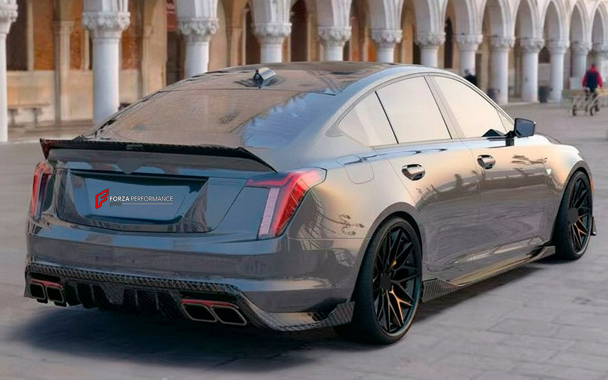 CARBON BODY KIT for CADILLAC CT5 2019 - 2024

Set Include:

Front Lip
Side Skirts
Rear Diffuser
Rear Spoler
Material: Carbon

Note: Professional installation is required.