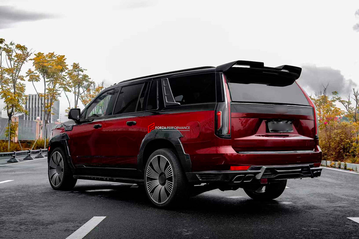 CARBON BODY KIT for Cadillac Escalade V 2021 - 2024
Set includes:

Front Lip
Front Fenders
Side Skirts
Rear Fenders
Rear Diffuser
Material: Carbon

NOTE: Professional installation is required.