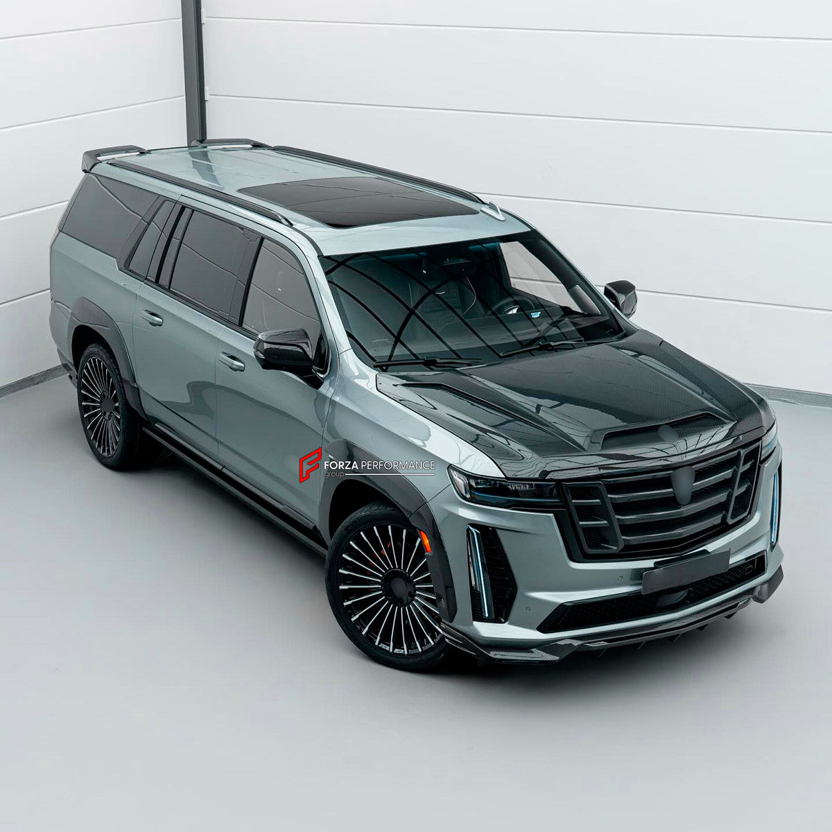 CARBON BODY KIT for Cadillac Escalade V 2021 - 2024
Set includes:

Front Lip
Front Fenders
Side Skirts
Rear Fenders
Rear Diffuser
Material: Carbon

NOTE: Professional installation is required.