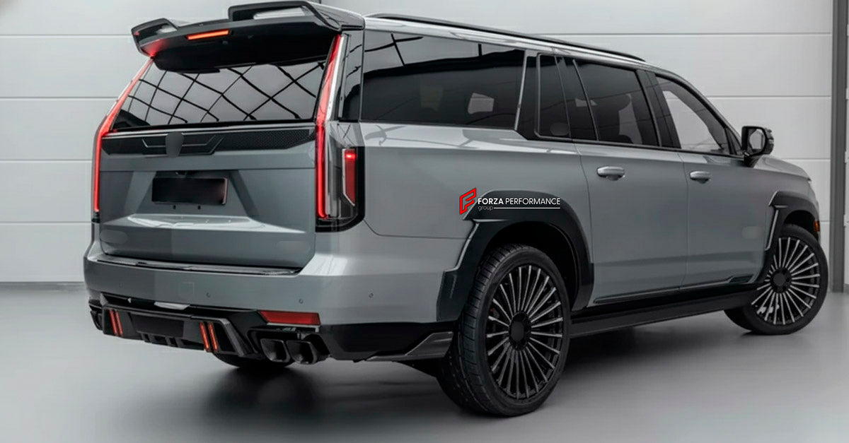 CARBON BODY KIT for Cadillac Escalade V 2021 - 2024
Set includes:

Front Lip
Front Fenders
Side Skirts
Rear Fenders
Rear Diffuser
Material: Carbon

NOTE: Professional installation is required.