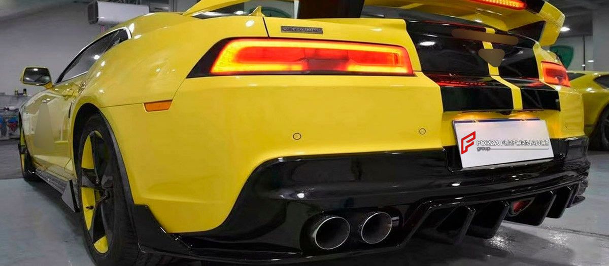 CARBON BODY KIT for CHEVROLET CAMARO V 2010 - 2015

Set Include:

Front Bumper
Side Skirts
Rear Bumper
Material: Carbon

Note: Professional installation is required.