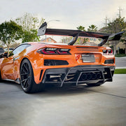 CARBON BODY KIT for Chevrolet Corvette C8 Z06 2020+
Set includes:

Front Lip
Hood Bonnet
Engine Cover
Engine Cover Lid
Rear Spoiler Wing
Rear Fenders
Rear Bumper Assembly
Rear Diffuser
Material: Carbon

NOTE: Professional installation is required.