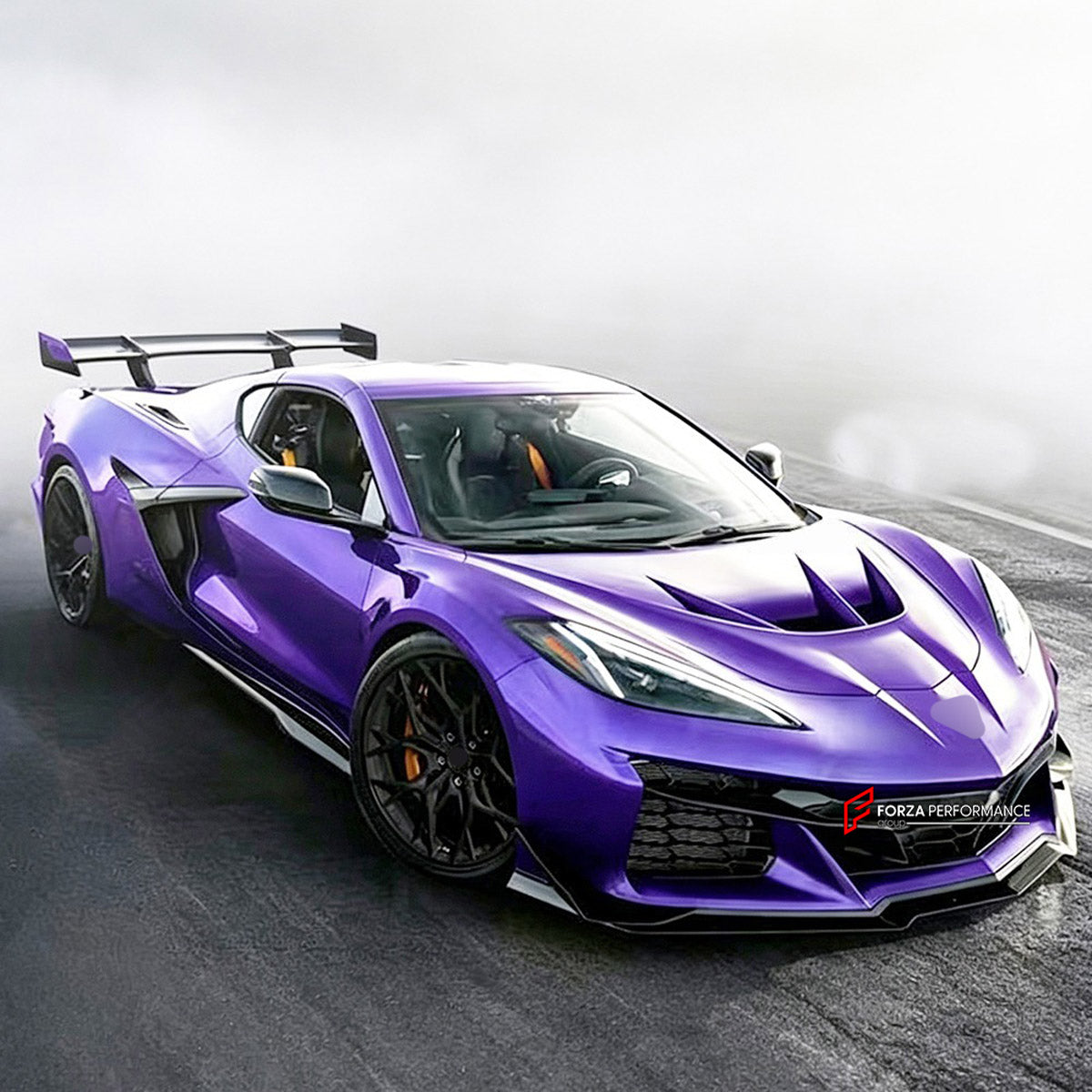 CARBON BODY KIT for Chevrolet Corvette C8 Z06 2020+
Set includes:

Front Lip
Hood Bonnet
Engine Cover
Engine Cover Lid
Rear Spoiler Wing
Rear Fenders
Rear Bumper Assembly
Rear Diffuser
Material: Carbon

NOTE: Professional installation is required.