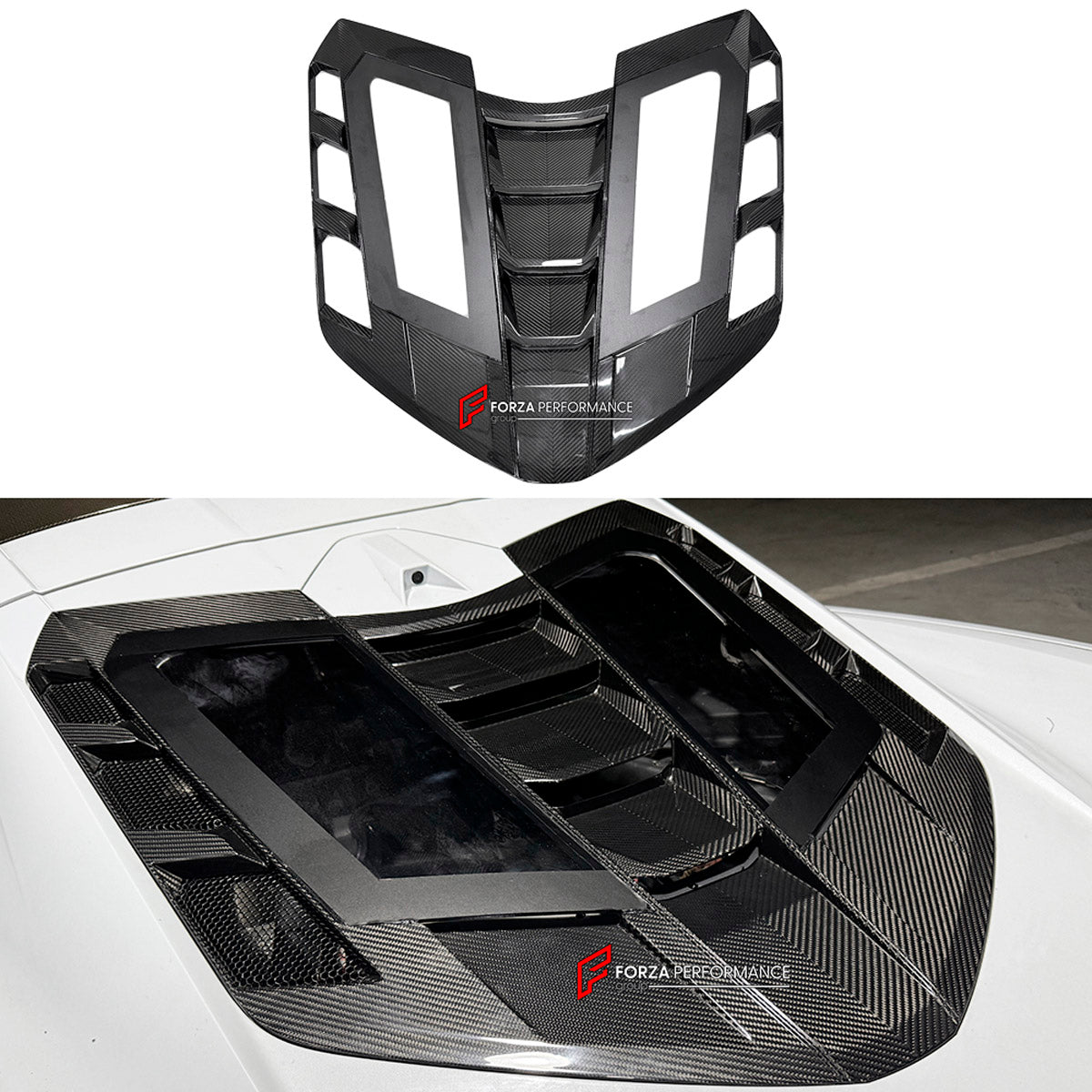 CARBON BODY KIT for Chevrolet Corvette C8 Z06 2020+
Set includes:

Front Lip
Hood Bonnet
Engine Cover
Engine Cover Lid
Rear Spoiler Wing
Rear Fenders
Rear Bumper Assembly
Rear Diffuser
Material: Carbon

NOTE: Professional installation is required.