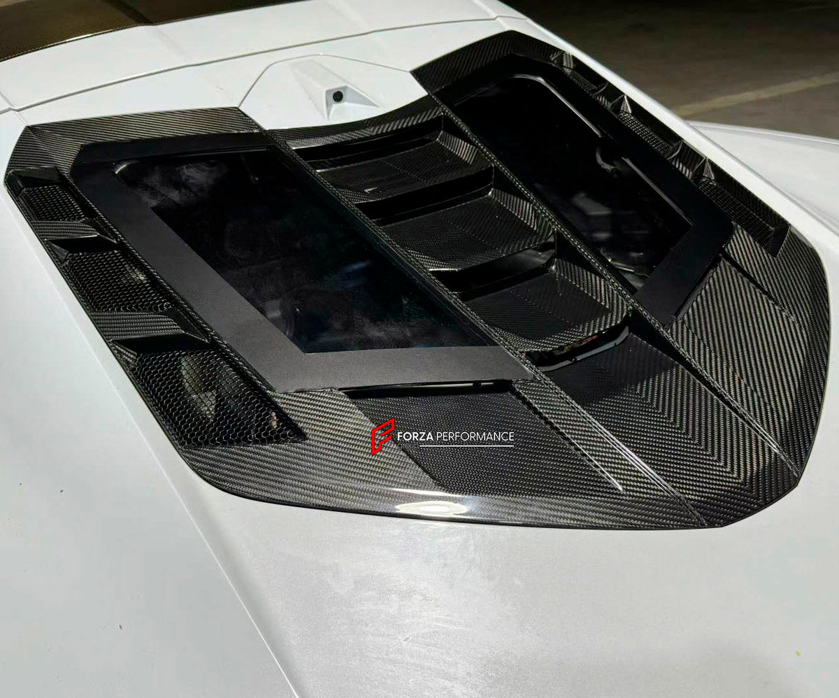 CARBON BODY KIT for Chevrolet Corvette C8 Z06 2020+
Set includes:

Front Lip
Hood Bonnet
Engine Cover
Engine Cover Lid
Rear Spoiler Wing
Rear Fenders
Rear Bumper Assembly
Rear Diffuser
Material: Carbon

NOTE: Professional installation is required.