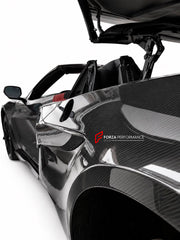 CARBON BODY KIT for Chevrolet Corvette C8 Z06 2020+
Set includes:

Front Lip
Hood Bonnet
Engine Cover
Engine Cover Lid
Rear Spoiler Wing
Rear Fenders
Rear Bumper Assembly
Rear Diffuser
Material: Carbon

NOTE: Professional installation is required.
