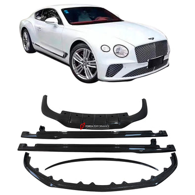 CARBON BODY KIT for BENTLEY CONTINENTAL GT 2018 - 2020

Set includes:

Front Lip
Rear Lip
Side Skirts
Rear Diffuser
Rear Spoiler

Material: Carbon Fiber

Note: Professional installation is required.